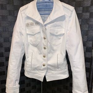 WHBM White crop denim jacket size 10